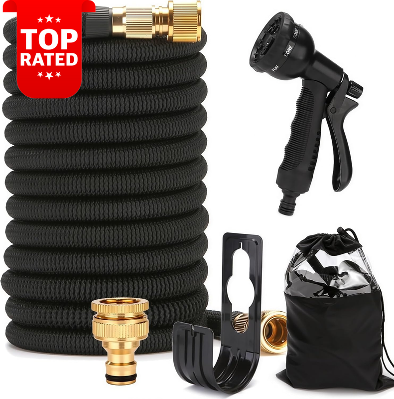 50FT Expandable Garden Hose Kink Free Lightweight 8 Spray Nozzle Flexible