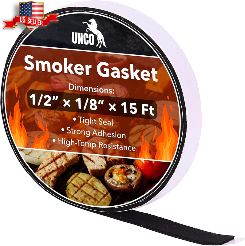 BBQ Smoker Gasket High Temp Seal Strip Self Stick Gasket Grill Tape, 15 Ft