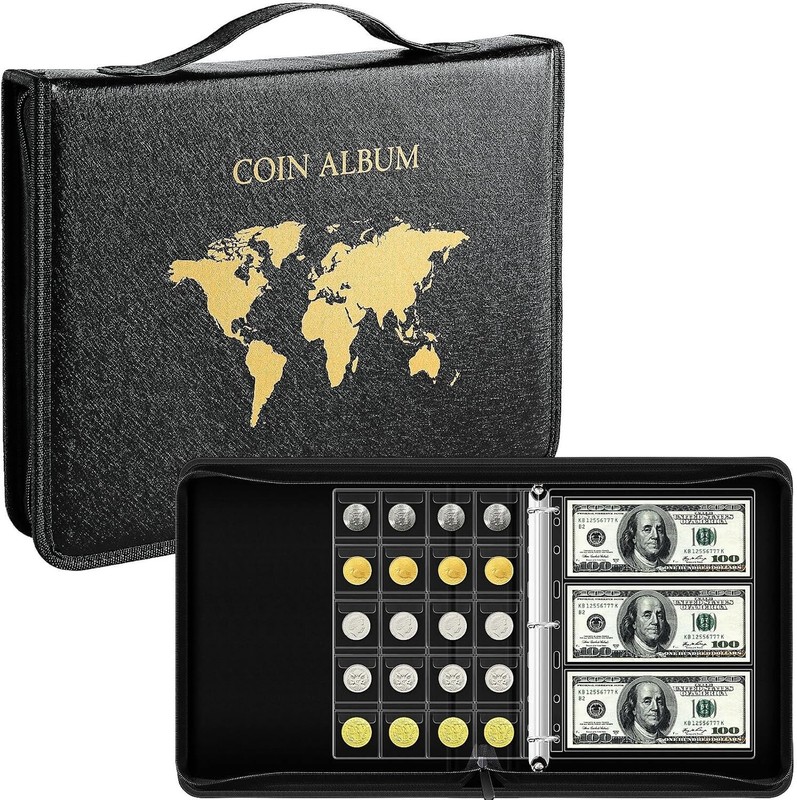 1 Coin Collection Book Holder for Collectors, 200 Pockets Coins