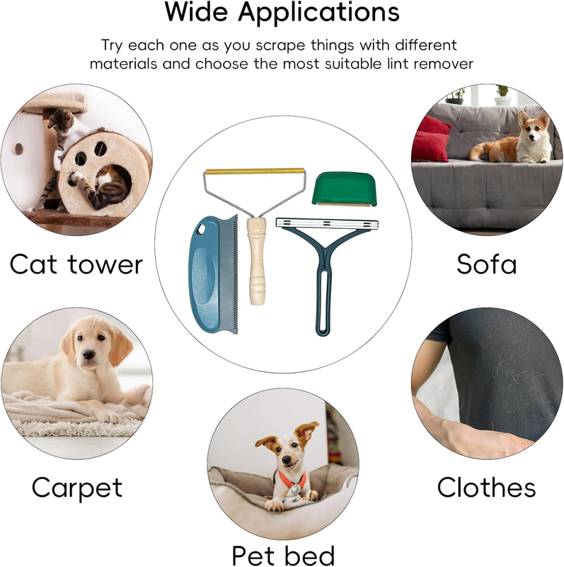 4 Pack Pet Hair Remover - Dog Cat Fur Removal Tool, Reusable Lint Remover, Dog C