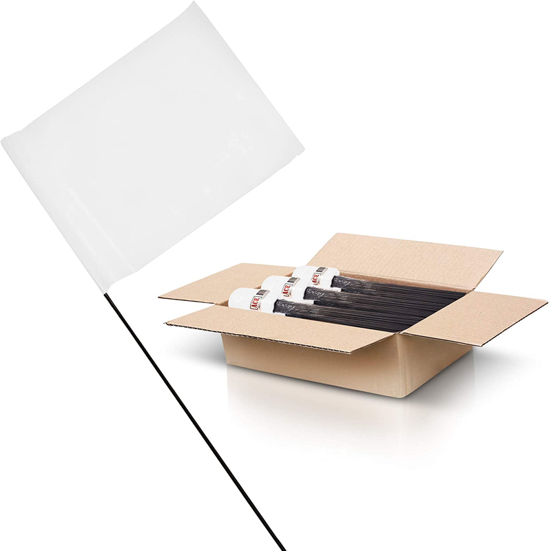 White Marking Flags 1000 Pack - 4X5-Inch Marker Flags - 15-Inch Wire - Small Yar
