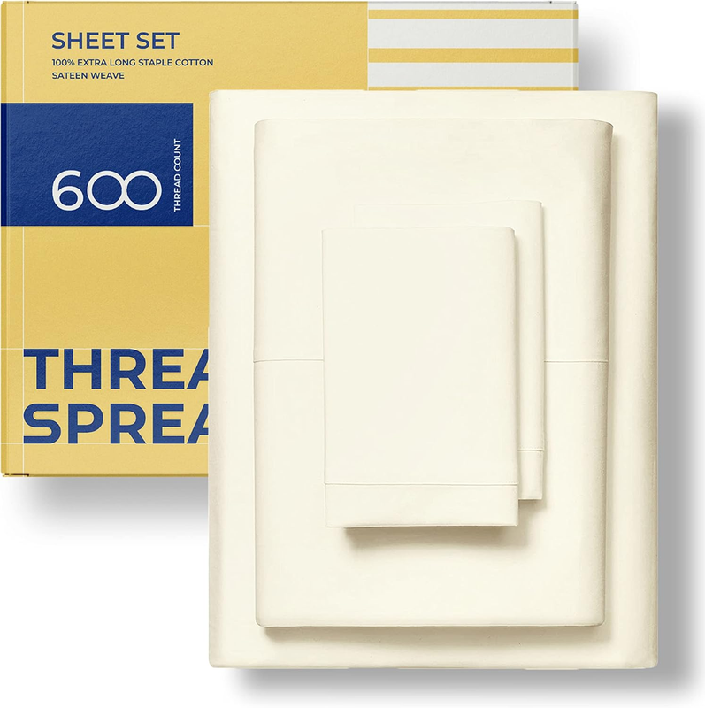 Luxury Pure Egyptian Cotton Sheets King Size - 600 Thread Count Sheets King 4 PC Luxury Sheets King Size, 16