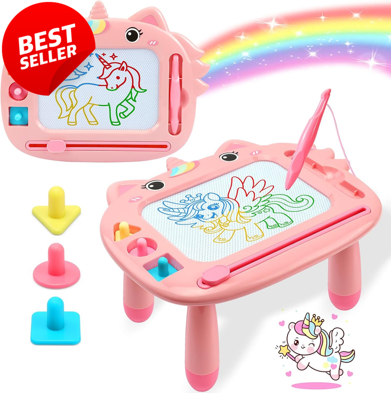 Unicorn Magnetic Drawing Board Pink Toddler Girl Toy Age 3-5 Travel Gift - US