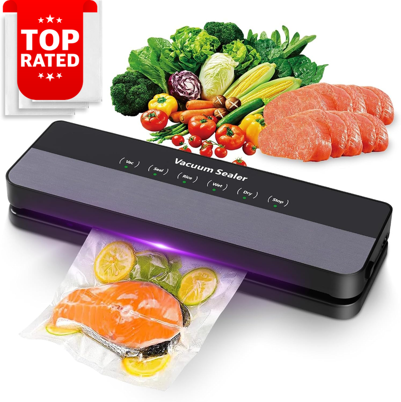 6-in-1 Vacuum Sealer Machine with 30 Bags Compact Design Dry Moist Modes AU Plug