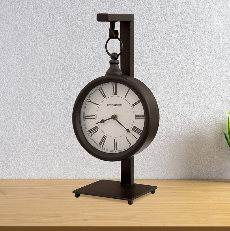 Loman Mantel Clock 635-200 &ndash; Metal Antique Black Finished, Rustic Clock Hangs on