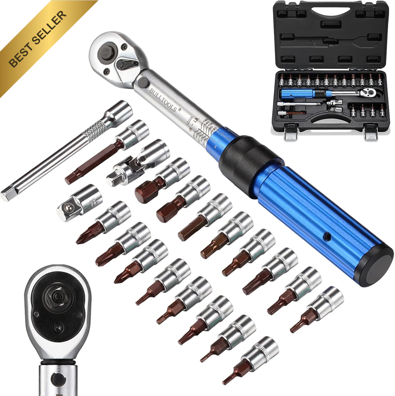 1/4-Inch Drive Click Torque Wrench Set Dual-Direction Adjustable 90-Tooth Torque