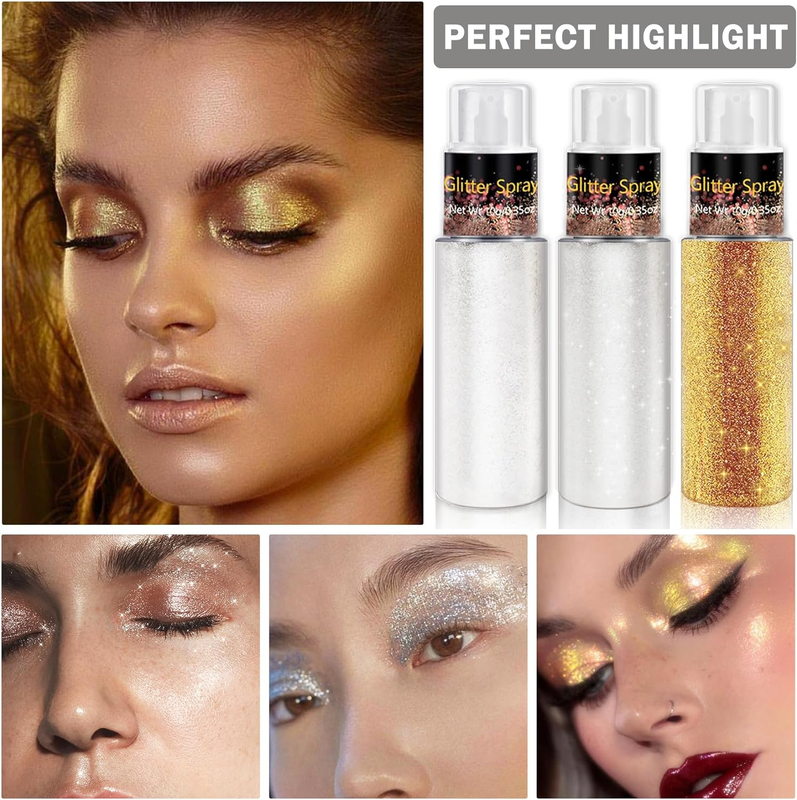 White Body Glitter Spray Paint Shimmering Hair Spray Matte Sparkle Highlighter P
