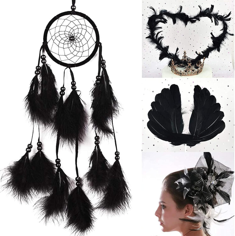 400 Pieces Black Craft Goose Feathers for Dream Catchers DIY Halloween Costume H