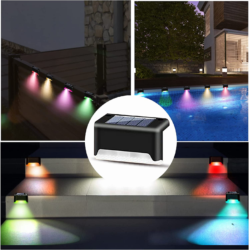 16Pcs Solar Pool Side Lights Color Changing Deck Lights Outdoor LED Step Lamp
