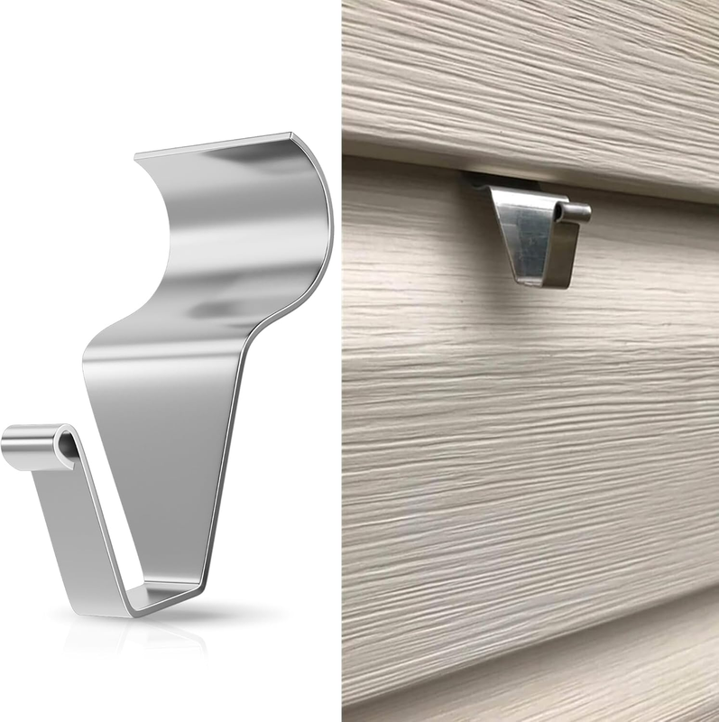 Vinyl Siding Hooks (4-Pack), Stainless Steel No Hole No Damage Siding Clips Hang
