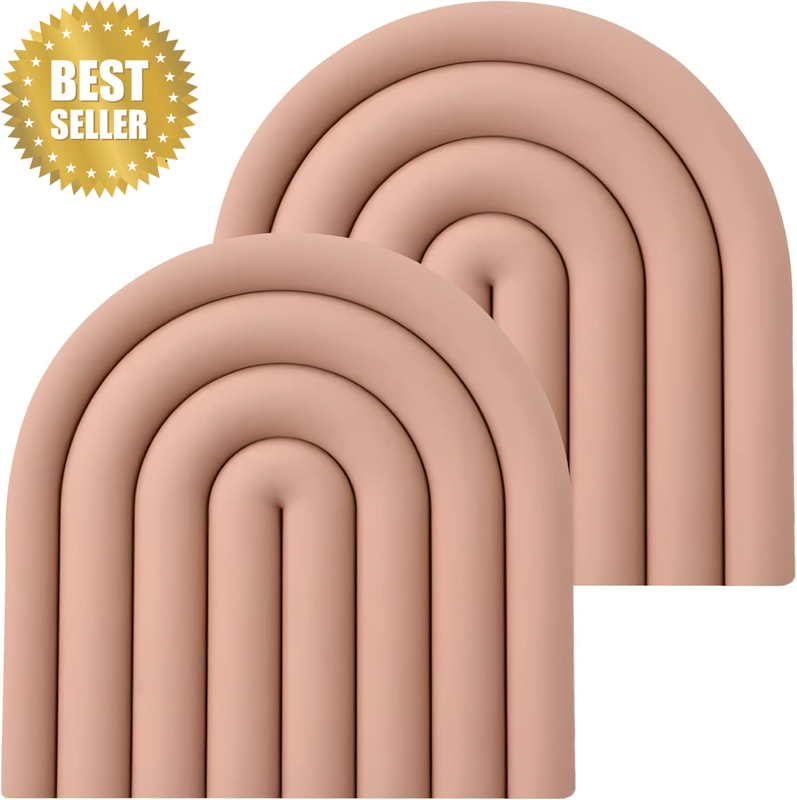 2PC Silicone Trivets For Hot Pots Pans Heat Resistant Mats Pink