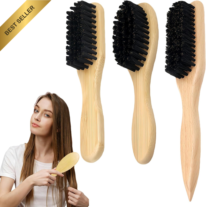 3 Pack Slick Back Hair Brush, Wooden Hair Brush for Men Women, Anti-Static Smoot