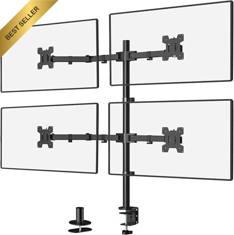 Quad Monitor Desk Mount 4-Monitor Stand up to 27" 22 Lbs