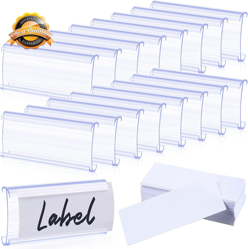 100pc Wire Shelf Label Holders Plastic Tags Paper Inserts 1-1/4