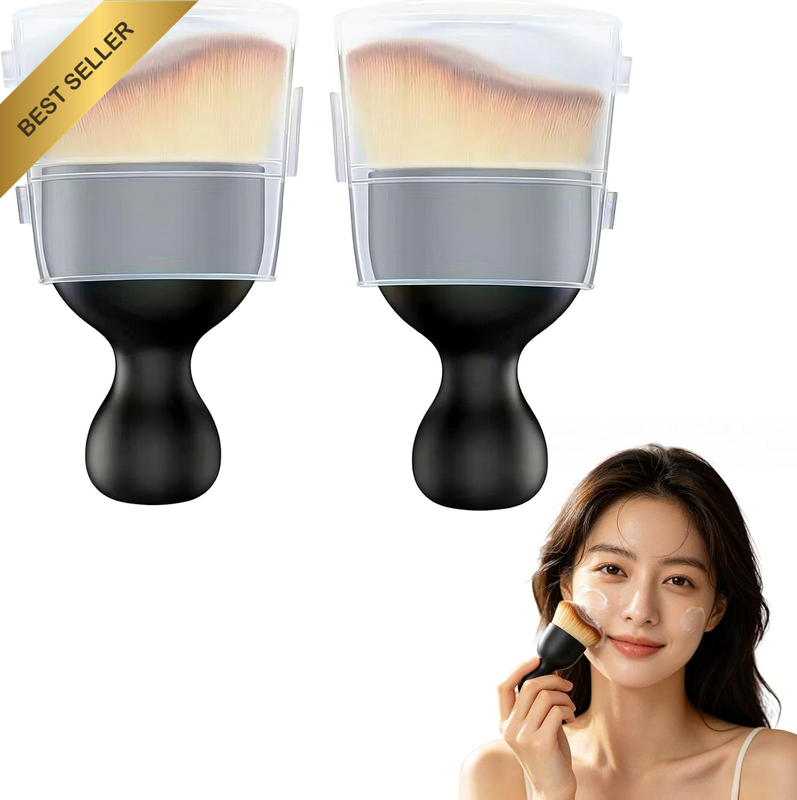 Set of 2 Self-Tanning Application Brushes for Even Coverage on Face, Hands, and