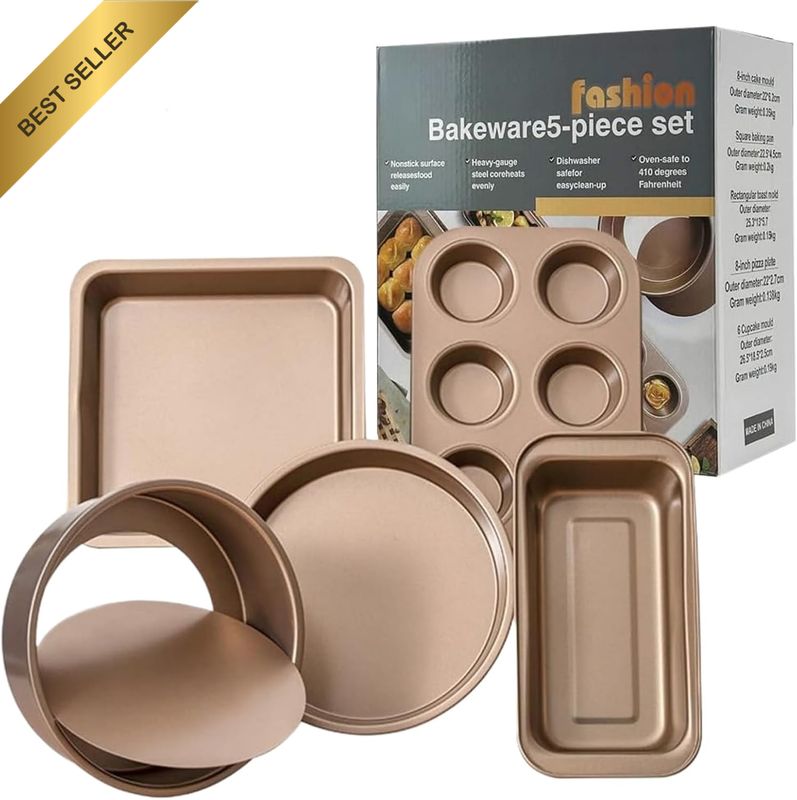 Baking Pans Nonstick Set, Bakeware Sets with round Square Cake Pan, Muffin Pan,
