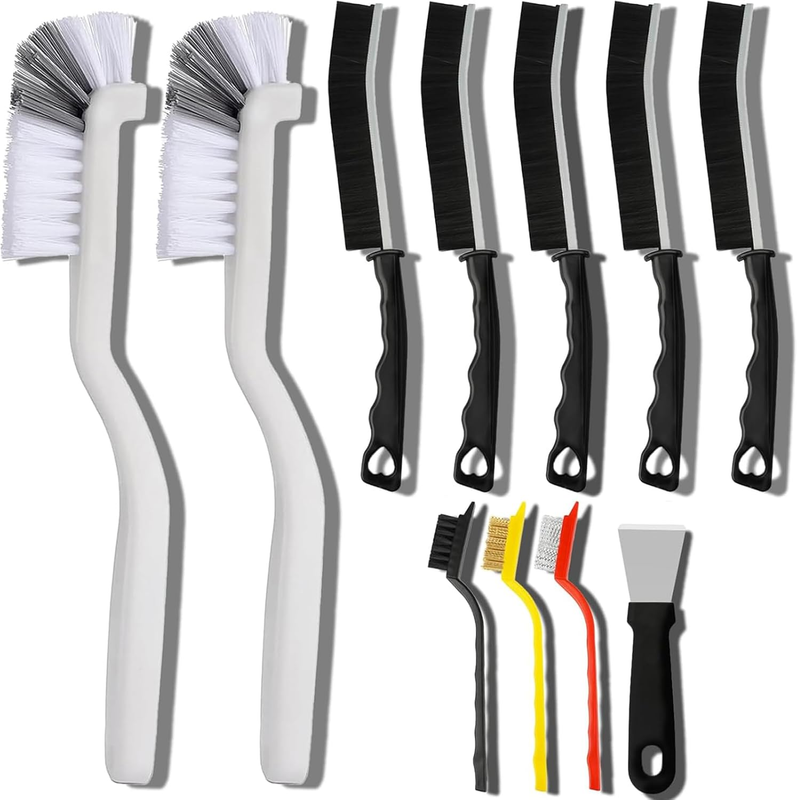 11Pcs Crevice Cleaning Brush Set, Hard Bristle Cleaning Supplies for Kitchen, Ba