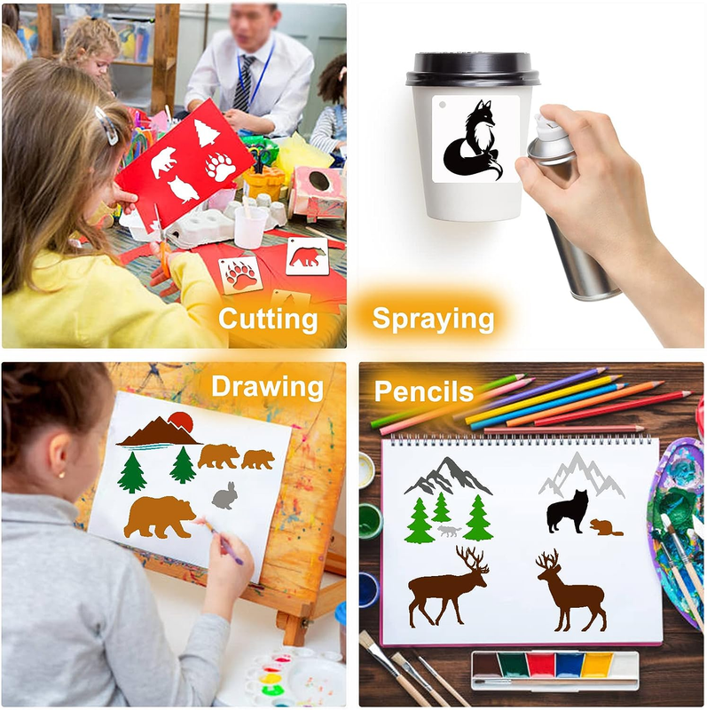 Small Stencils for Painting on Wood Reusable, 3 Inch Reusable Stencil for Craft 