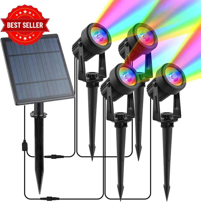 T-Sun Solar Spotlights Outdoor Garden, 4 in 1 RGB Colour Changingsolar Spot Ligh