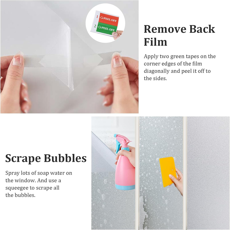 Window Films for Privacy Window Film Frosted Static Cling Non Adhesive Vinyl Sti