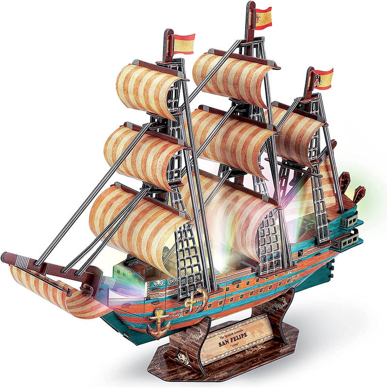 Fanbusa 3D LED Puzzle Ship Model Kit, Model Ship for Adults to Build, Decoration