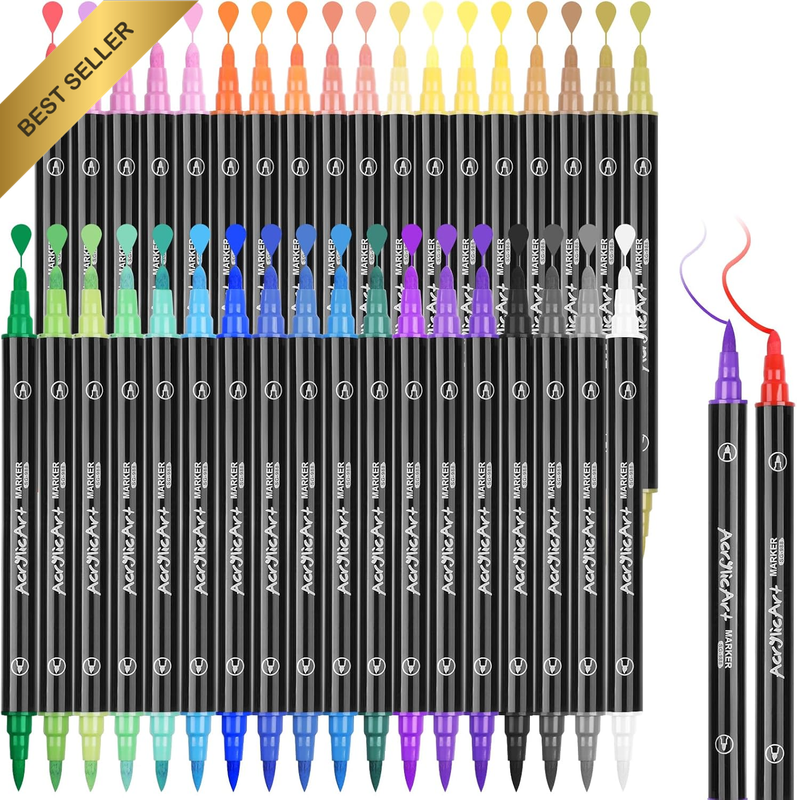 36 Colors Acrylic Paint Markers Opaque Waterbased Quick-Drying 2mm 3mm Tip