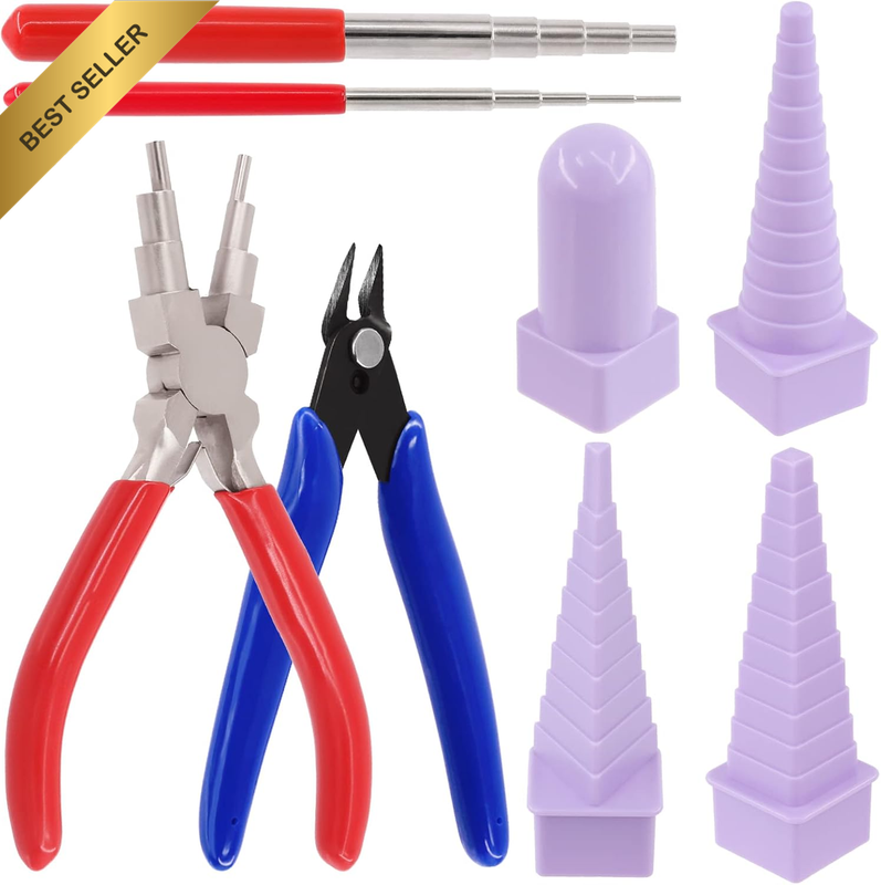 8Pcs Wire Looping Tool Set - 2 Looping Mandrels, 6-In-1 Bail Making Pliers, Need
