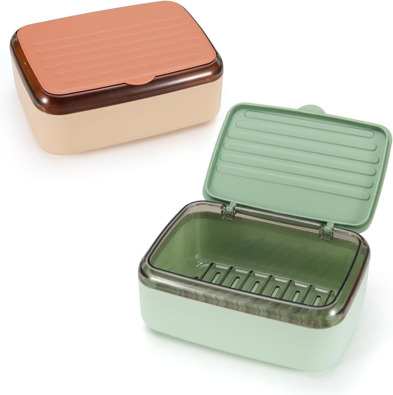 2Pcs Travel Soap Case, Leakproof Soap Container with Lid, Portable Bar Soap Hold