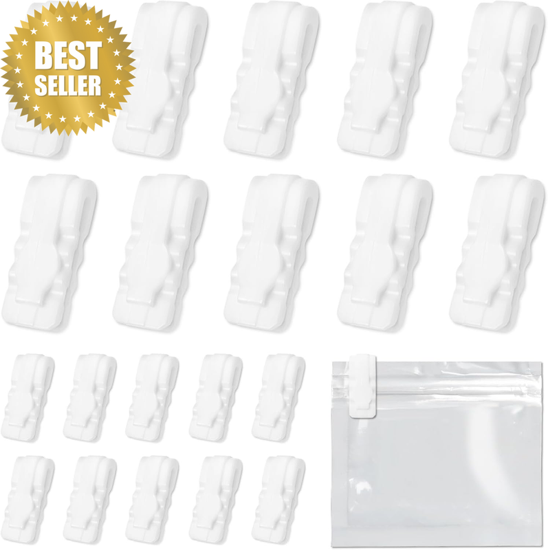 20 Pcs White Plastic Vacuum Storage Bags Sealing Clip, Bag Sealing Clips, Sealin