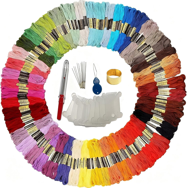 100 Skeins Multicolor Embroidery Floss Set - 6-Strand 8.75Yd per Skein, Rainbow
