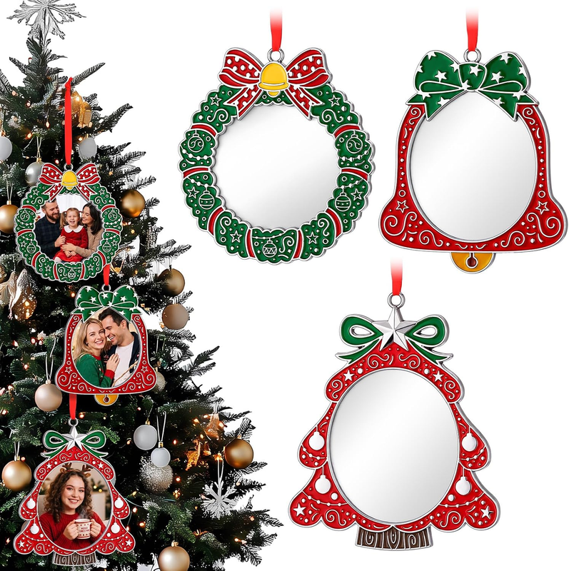 Sliner 3 Pcs Christmas Hanging Photo Frame Ornaments 4"