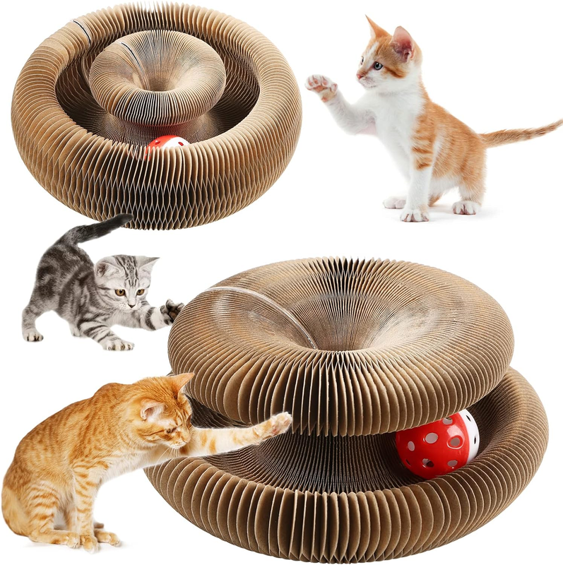 Magic Organ Cat Scratching Board with a Toy Bell Ball, Foldable Cat Claw Grindin