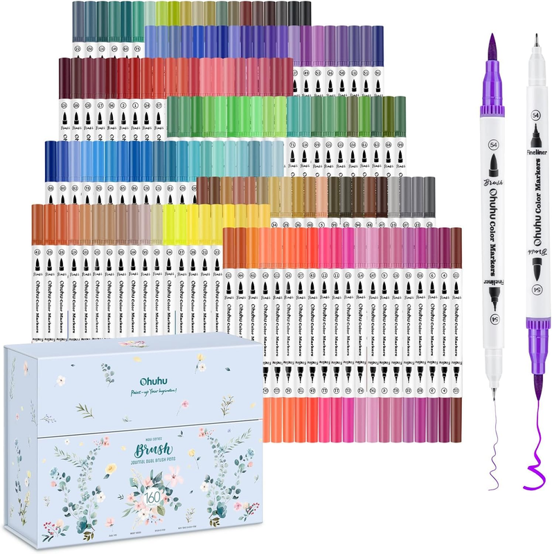 For Adult Coloring Books: 160 Colors Coloring Markers Dual T