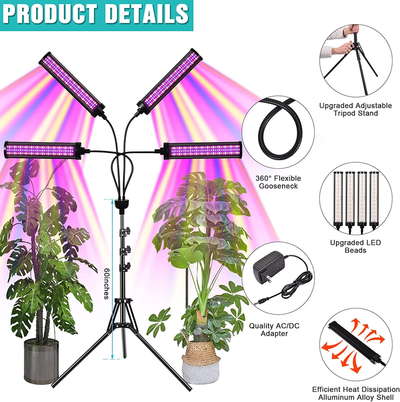 Upgraded Grow Lights for Indoor Plants, 200W 432 Leds Full Spectrum Plant Grow L