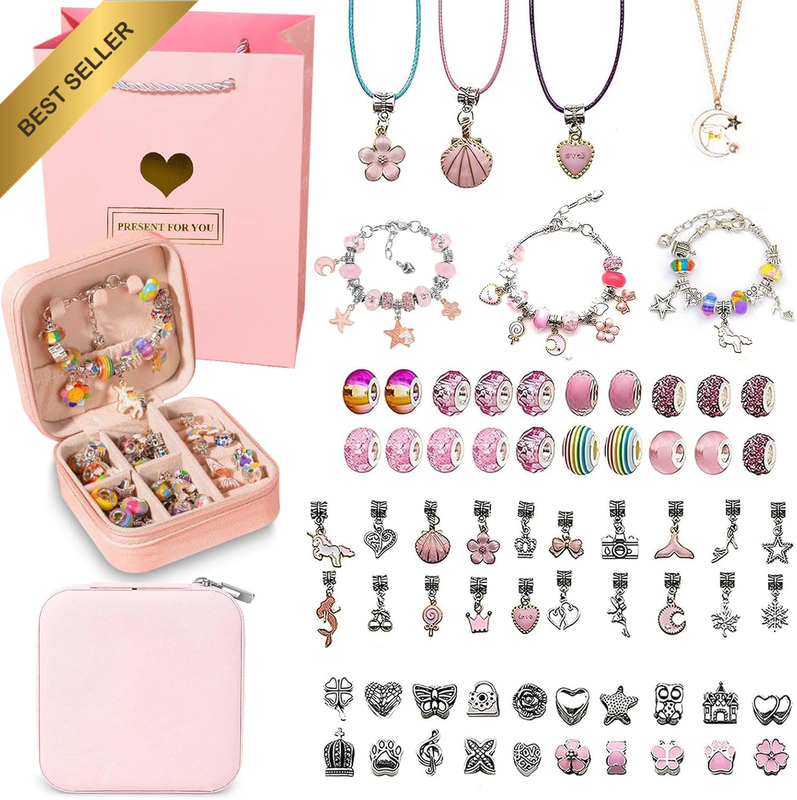 Charm Bracelet Making Kit for Girls, 68Pcs Charm Bracelets Kit with Arts & Craft