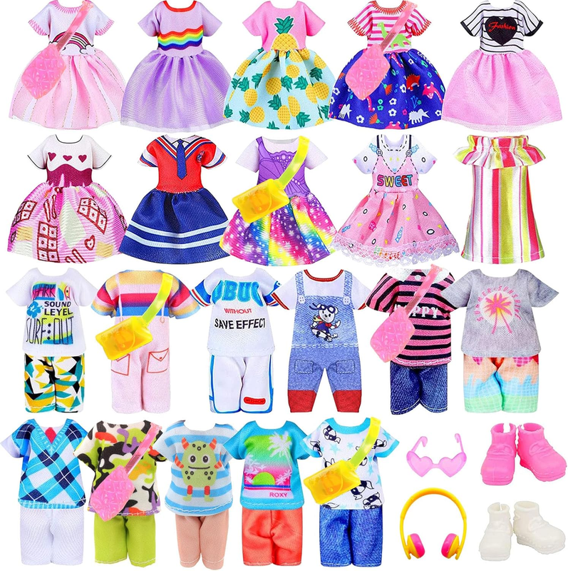 ENOCHT 26 PCS Chelsea Doll Clothes and Accessories Include 5 Tops, 5 Pants for B