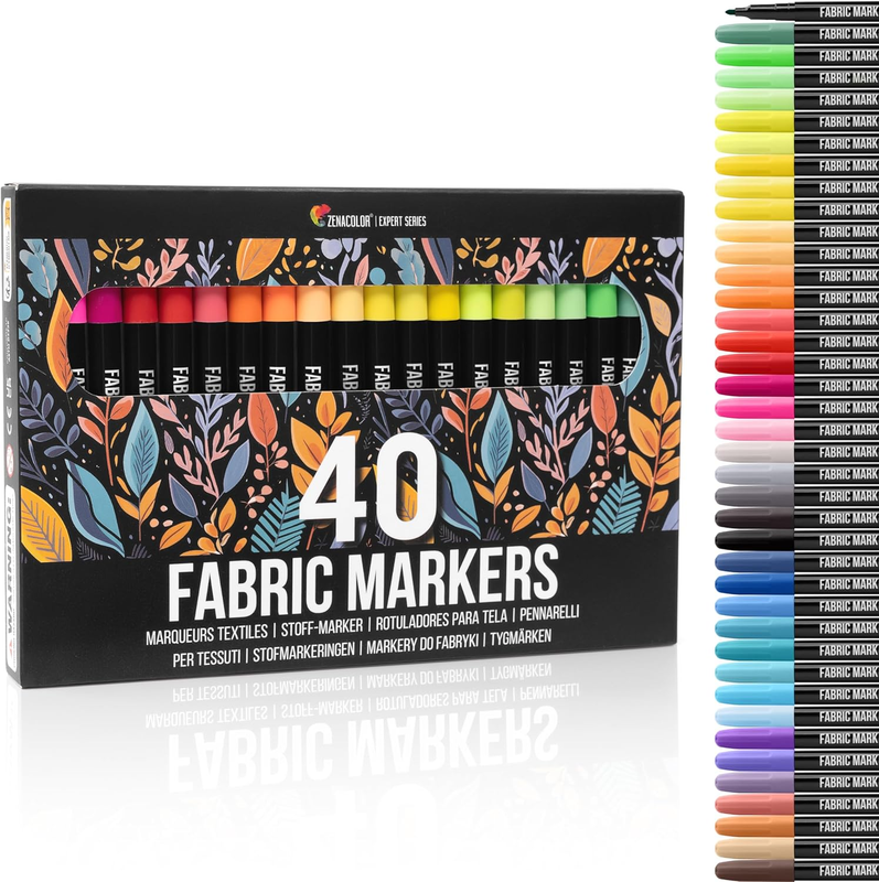 40 Fabric Markers Permanent for Clothes - Non Toxic and Indelible Fabric Paint P