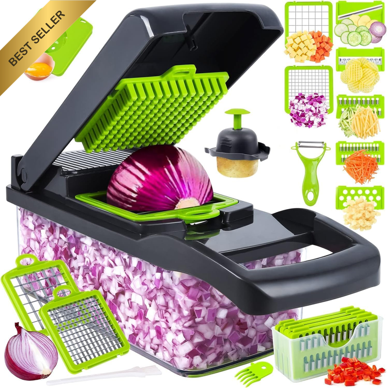 15 in 1 Multifunctional Food Slicer and Chopper with Container, Kitchen Vegetabl