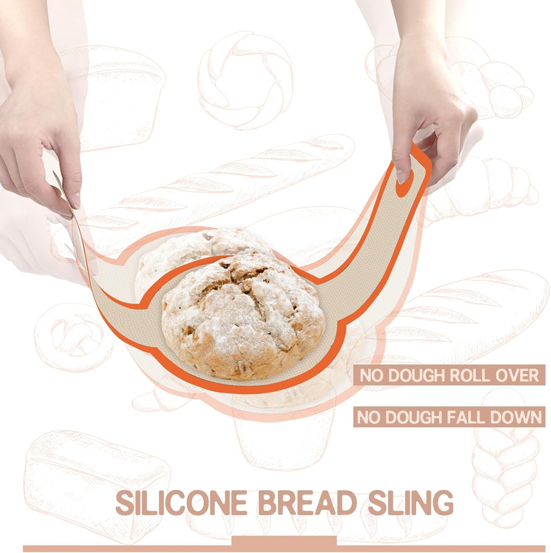 Silicone Bread Sling for Dutch Oven, 2 PCS Non-Stick ＆ Reusable Bread Baking Mat