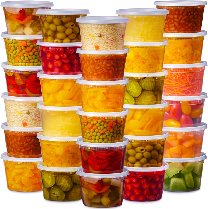 Munfix 48 Pack 16 Oz Plastic Deli Containers with Lids - Foo