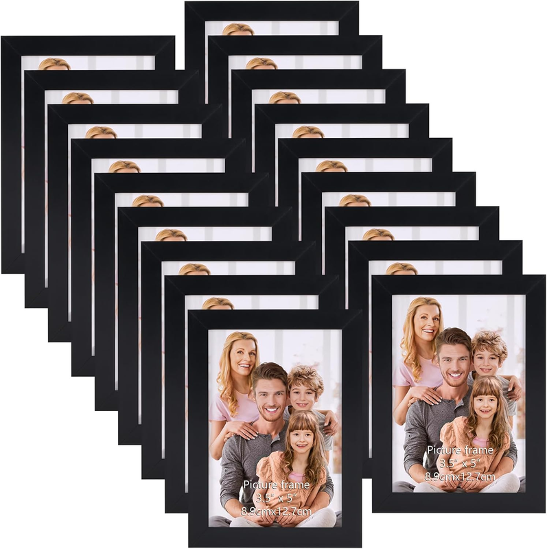 WIFTREY 18 Pack 3.5X5 Picture Frame Black, 3.5 X 5 Photo Frames Bulk for Wall Ha