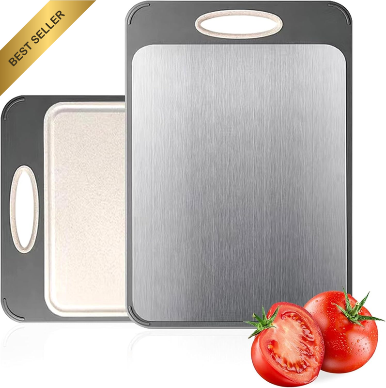 Cutting Board Double Sided,Large Stainless Steel Cutting Boards,Wheat Straw Cutt