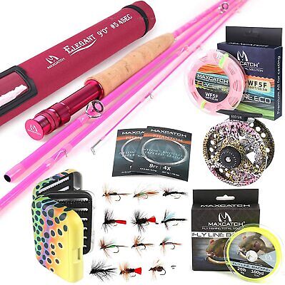 Maxcatch Women's Elegant Pink Fly Fishing Rod 2wt/5wt Medium-Fast with Rod Tube