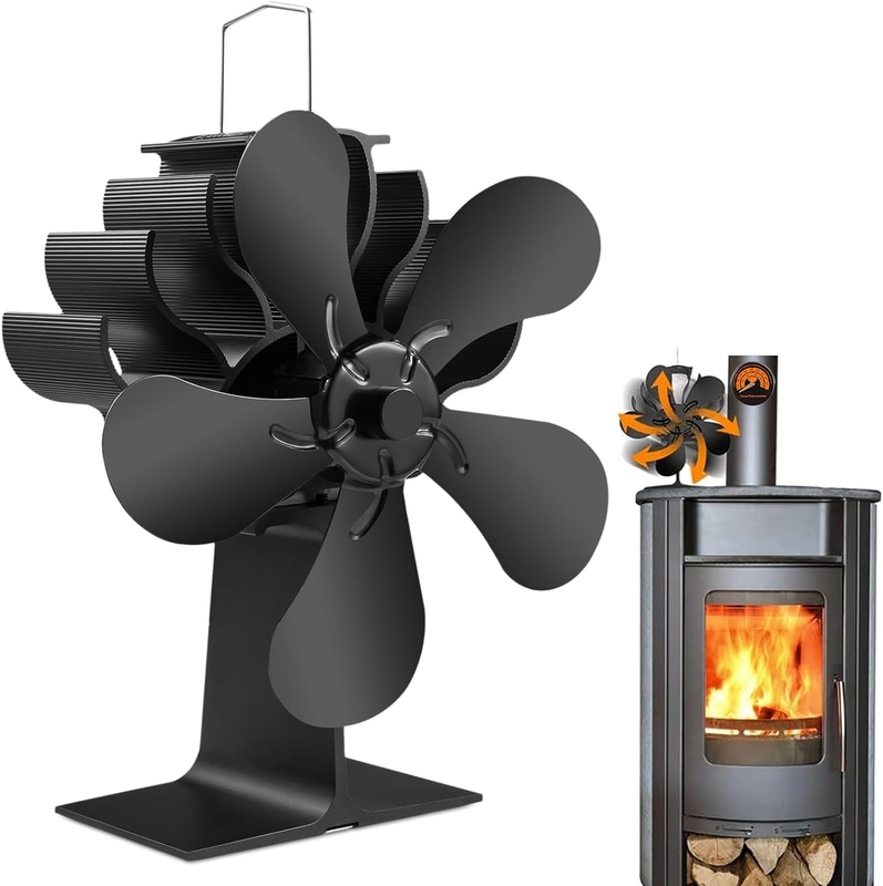 Heat Powered Fireplace Fans, Non Electric Heat Activated Thermal Fan 5 Bl