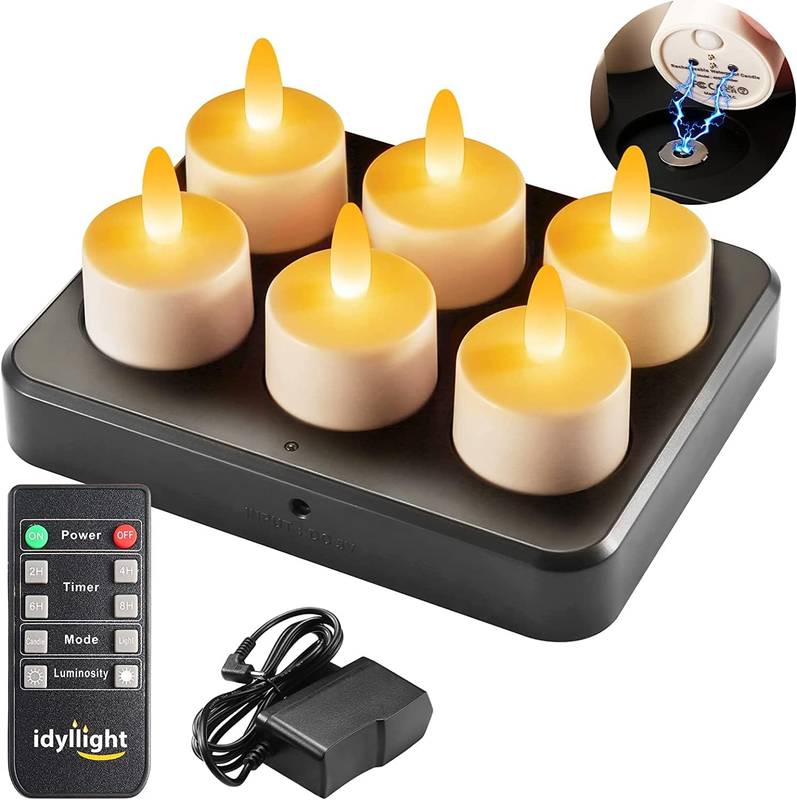 Rechargeable Tea Lights Candles with Remote Timer, 100 Hours Flameless Flickerin