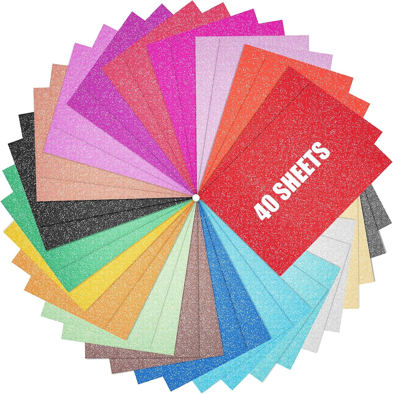 40 Sheets 20 Colors Glitter Cardstock, Betybedy Cricut Paper Cardstock, No-Shed