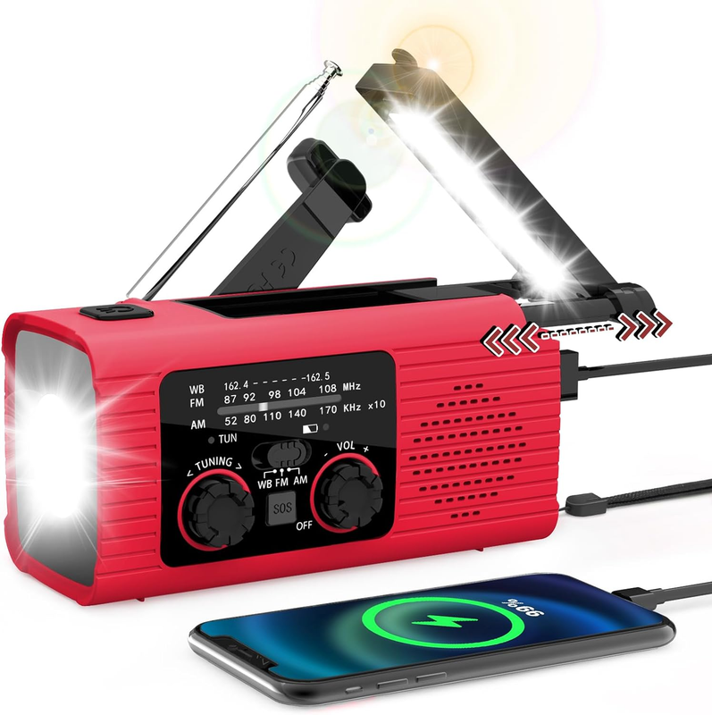 Emergency Radio, Hand Crank Radio Solar for Hurricane Suppli