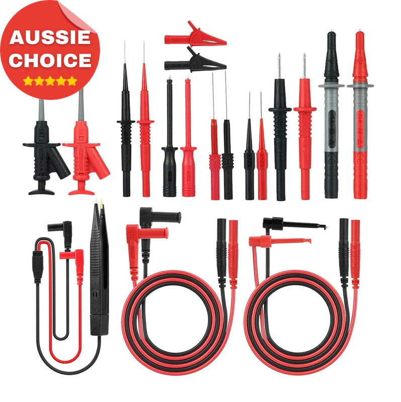21PCS Multimeter Test Lead Kit Electrician Leads Alligator Clips Probes Set