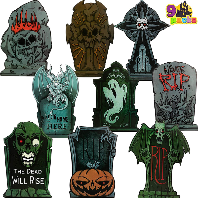9 PACK Halloween Tombstone Yard Decorations, 17