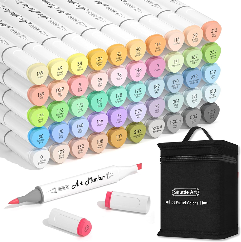 Brush Tip, Dual Tip Brush & Chisel Tip Art Marker Set, 50
